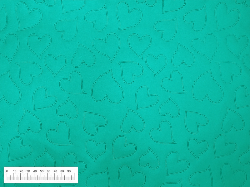 IMITATION QUILTED LEATHER HEARTS TURQUOISE 140 CM 1 MB