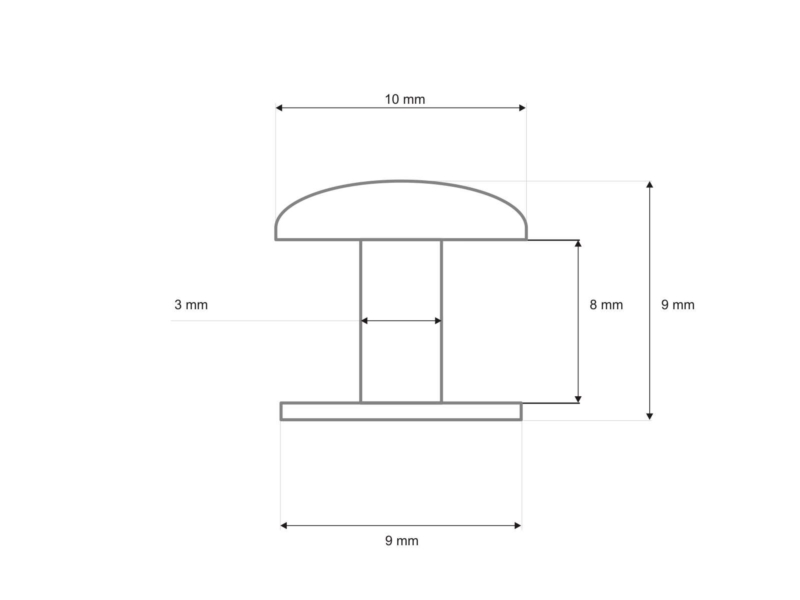METAL     RIVET ONE-SIDED 10/3/9 MM BLACK  MATT 1000 PCS