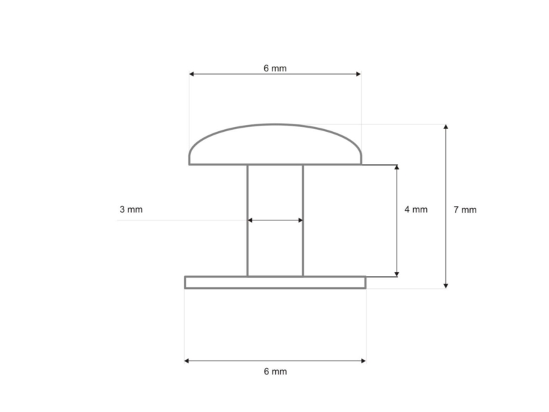 METAL  RIVET LUX ONE-SIDED 6/3/7 MM BLACK MATT 1000   PCS