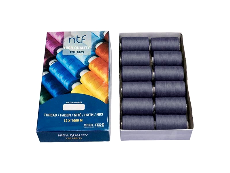 POLYESTER THREADS NTF 40/2 PURPLE DENIM A734 1000 M x 12 PCS.