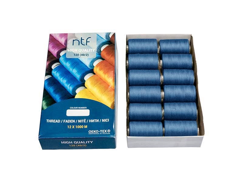 POLYESTER THREADS NTF 40/2 PRUSSIAN BLUE A798 1000 M x 12 PCS.