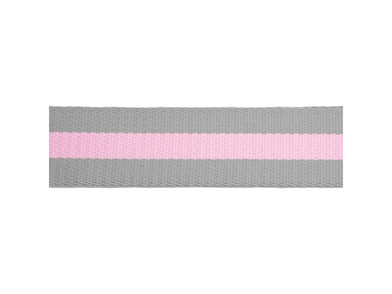 POLYCOTTON TRAGBAND 38 MM / 1,40 (+/- 0,05) MM (22) GRAU-ROSA-GRAU 50 YD