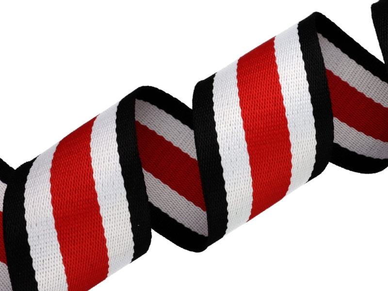Polycotton webbing  1,40 (+/- 0,05) mm (42) navy blue, white and red 50 yd