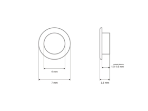 Oczko metalowe z podkładką  4/7/3,6 mm nikiel