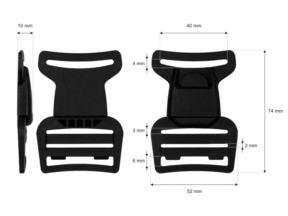 Klamra plastikowa 40x74 mm Tola 2 czarna