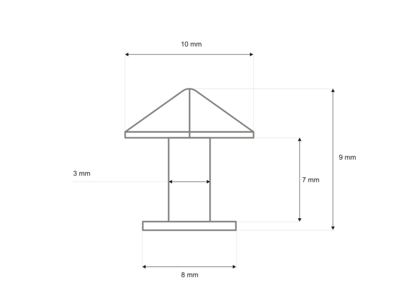 JEDNOSTRANNÝ KOVOVÝ NÝT PYRAMIDA 10/8/9MM NIKL 200 KS