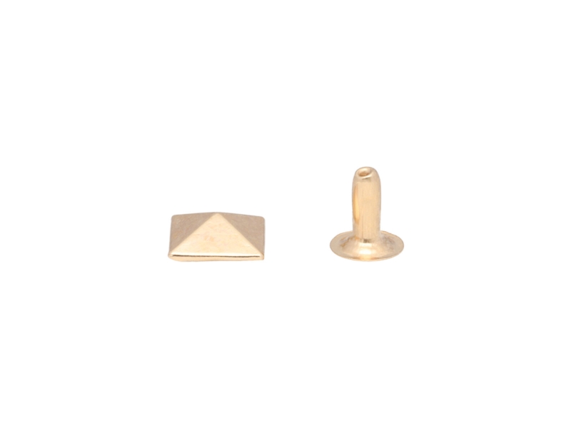 JEDNOSTRANNÝ KOVOVÝ NÝT PYRAMIDA 10/8/9MM SVĚTLE ZLATÁ 200 KS