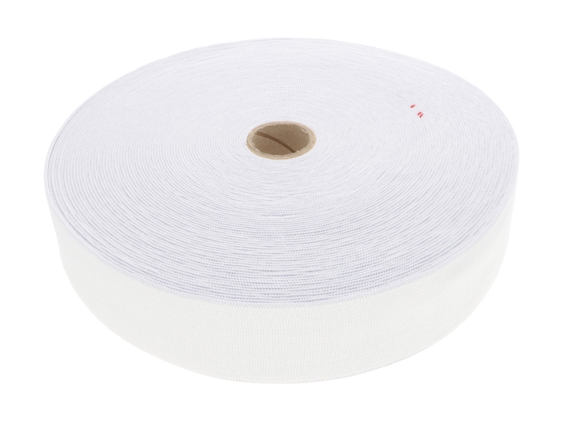PRUŽENKA HLADKÁ TKANÁ 40 MM (501) BÍLÝ POLYESTER 25 M