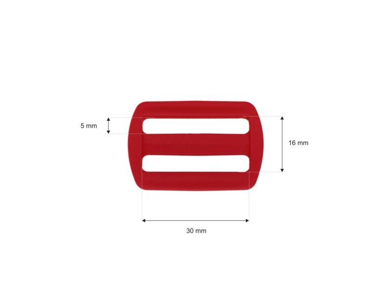 Plastic slide buckle 30/16 mm Ignacy red 100 pcs