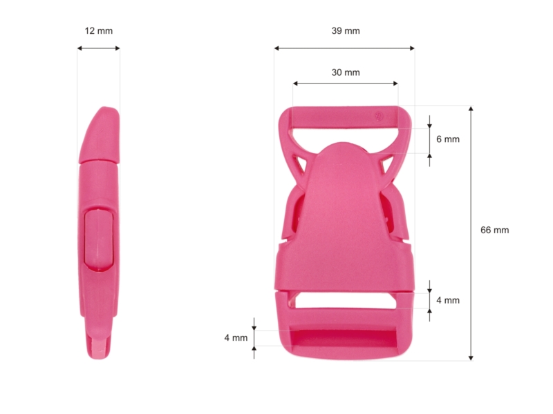 Plastic buckle 30 mm olga pink 100 pcs
