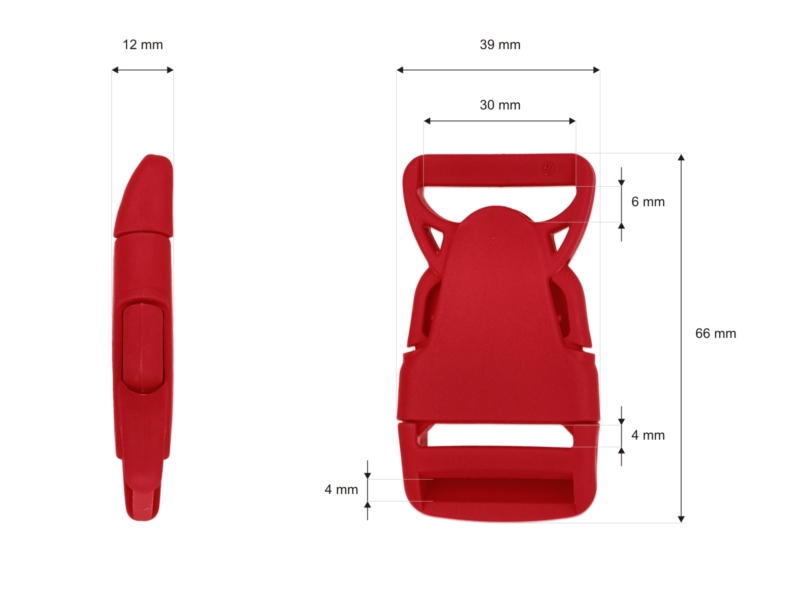 Plastic buckle 30 mm olga red 100 pcs