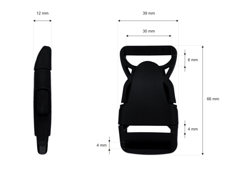 Plastic buckle 30 mm olga black 100 pcs
