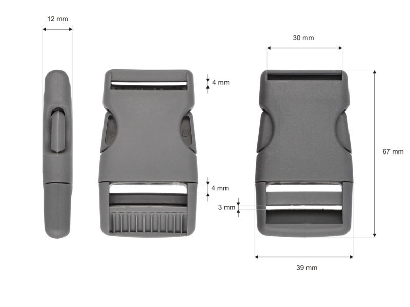 Plastic buckle 30 mm laura grey 100 pcs