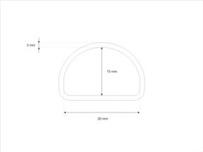 Półkole metalowe 20/15/3 mm czarny mat drut