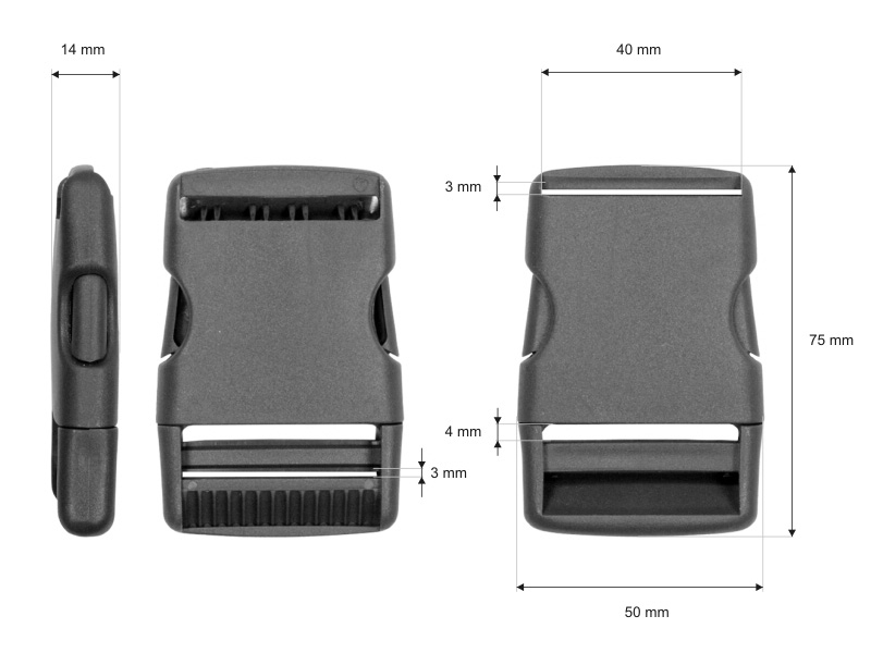 Plastic buckle 40 mm laura grey 100 pcs