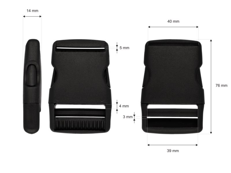 Plastic buckle 40 mm laura black 100 pcs