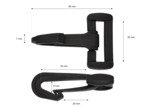 Karabińczyk plastikowy 30 mm czarny