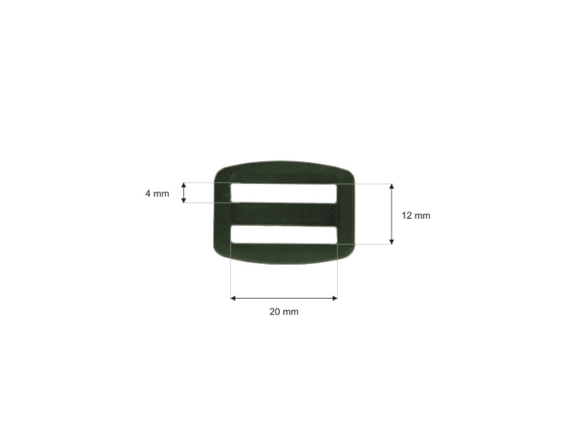 Plastic slide buckle 20/12 mm Ignacy olive 100 pcs