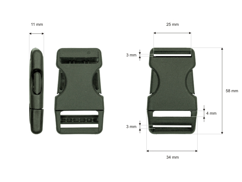 Plastic buckle25 mm laura olive 100 pcs