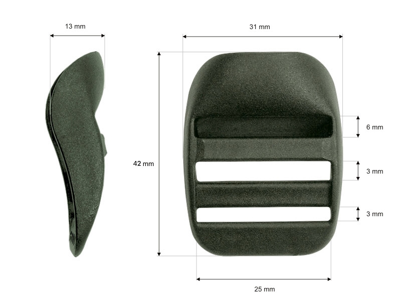 Plastic slide buckle kira olive 100 pcs