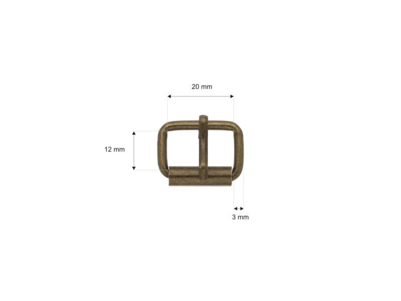 METAL ROLLER BUCKLE SINGLE 20/12/3 MM&nbspOLD   GOLD  WIRE 100 PCS
