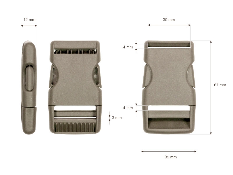 Plastic buckle 30 mm laura beige 100 pcs