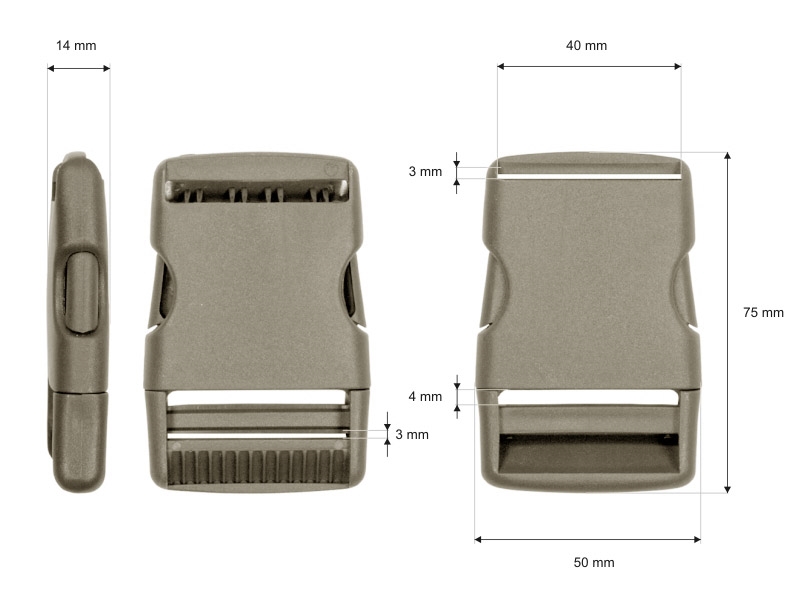 Plastic buckle 40 mm laura beige 100 pcs
