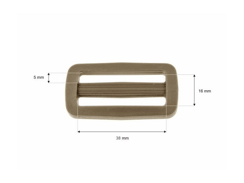 Plastic slide buckle 38/16 mm Ignacy beige 100 pcs