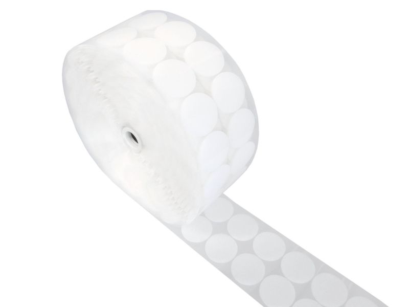 Kółka rzep z klejem samoprzylepne 4,5 cm białe 100% nylon pętelka