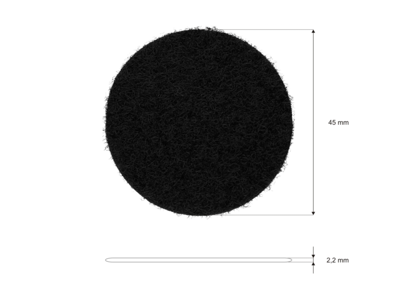 Kółka rzep z klejem samoprzylepne 4,5 cm czarne 100% nylon pętelka