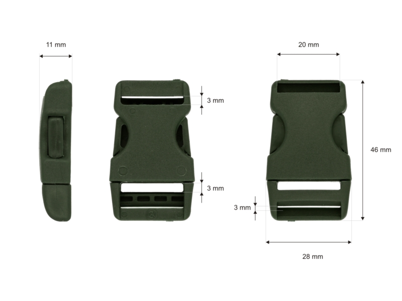 Plastic buckle 20 mm laura olive 100 pcs