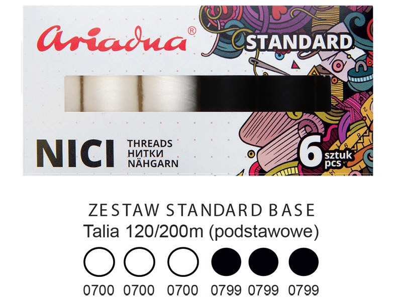 THREADS ARIADNA TALIA 120 WHITE-BLACK 200 MB 6  PCS.