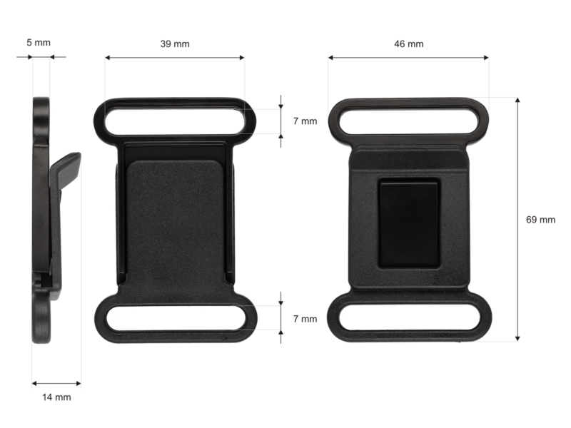 Metal buckle 40 mm matt black 1 pcs