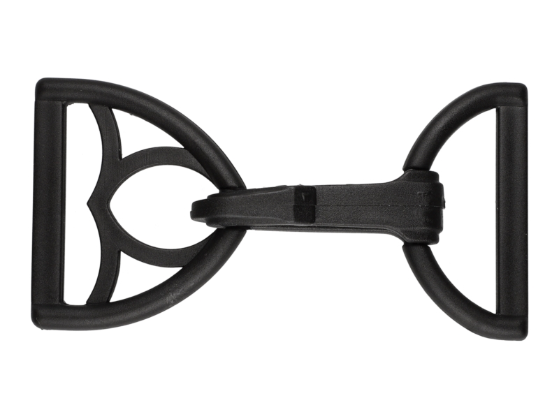 Karabińczyk plastikowy 40 mm czarny + trójkąt