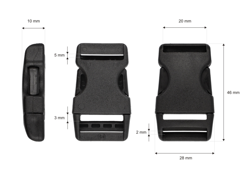Plastic buckle 20 mm laura black 100 pcs