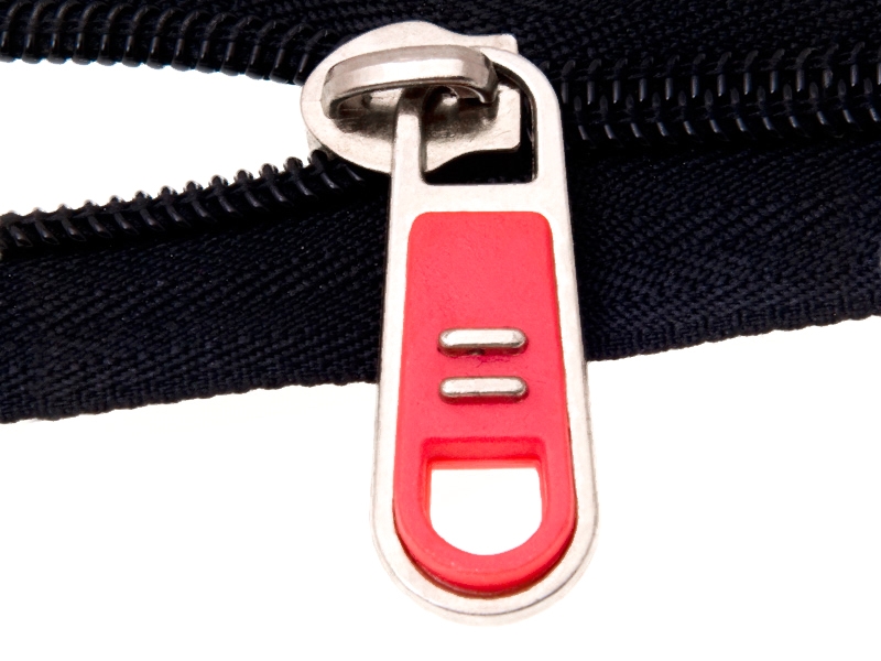 SLIDER FOR NYLON ZIPPER TAPES 8 NON LOCK NICKEL + RED 50/100/500 PCS
