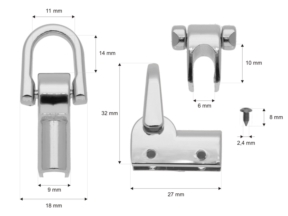 Uchwyt metalowy 11 mm nikiel połysk