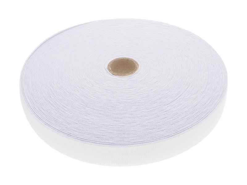 WOVEN ELASTIC TAPE 25 MM (501) WHITE  POLYESTER 25 MB