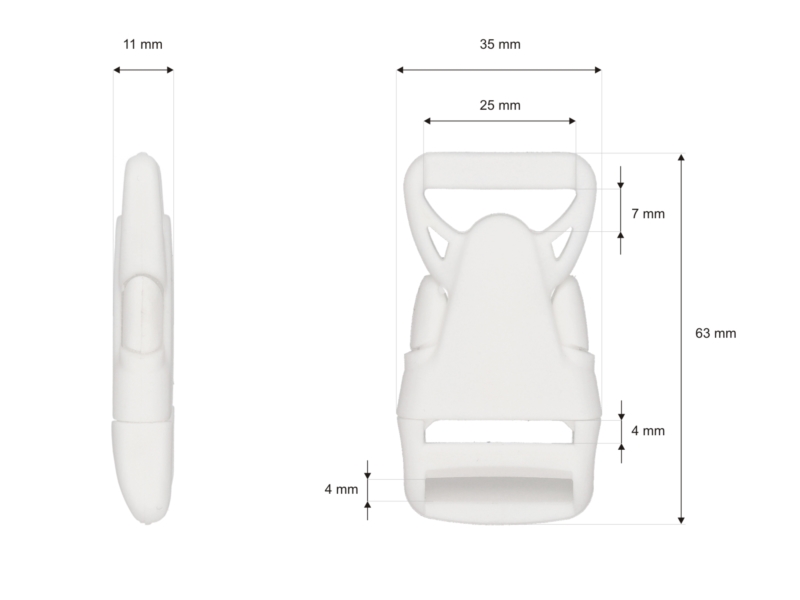 Plastic buckle 25 mm olga white 100 pcs