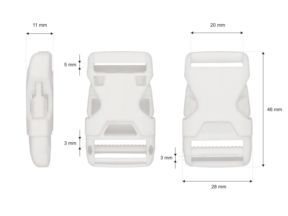 Klamra plastikowa 20x46 mm Bianca biała