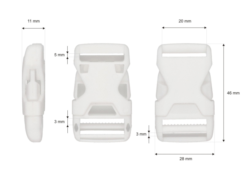 Plastic buckle 20 mm bianca white 100 pcs