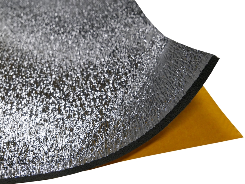 Self-adhesive cross-linked foam with foil