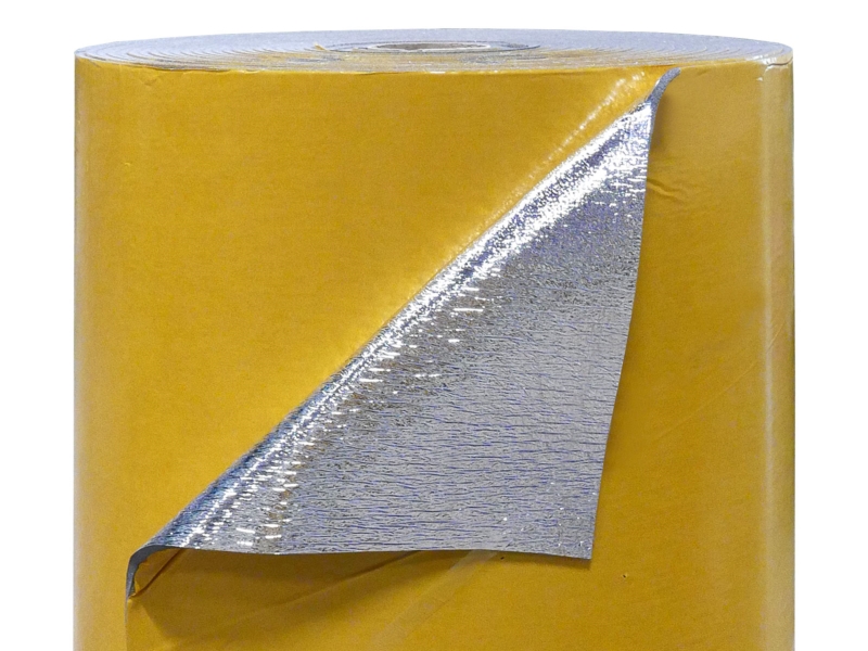 Self-adhesive cross-linked foam with foil