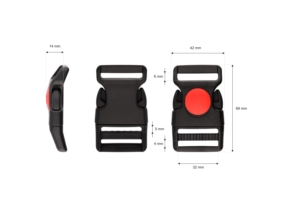 Klamra plastikowa 32 mm Kalina mrozoodporna z blokadą czarno-czerwona
