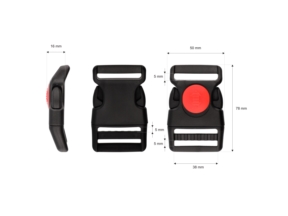 Klamra plastikowa 38 mm Kalina mrozoodporna z blokadą czarno-czerwona