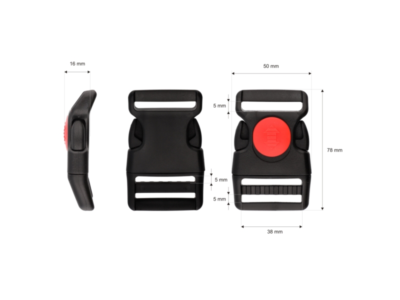 Plastic buckle 38 mm  kalina black-red frost  resistant 100  pcs