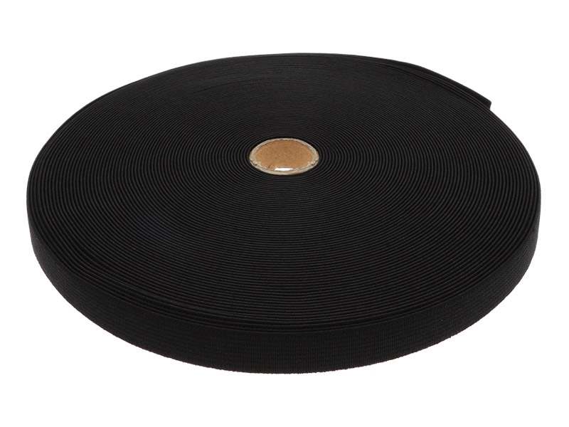 PRUŽENKA HLADKÁ TKANÁ 15 MM (580) ČERNÁ POLYESTER 25  M