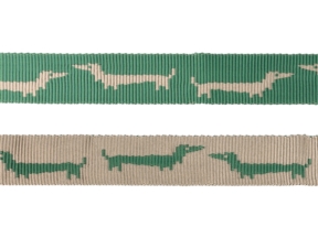 Polypropylen-Trägerband 25 mm grün und beige Dackel