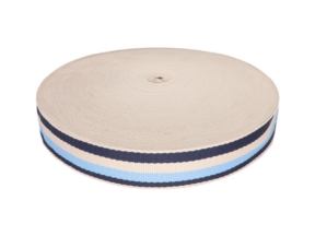 Polycotton backing tape 1.3 mm 3T stripes blue