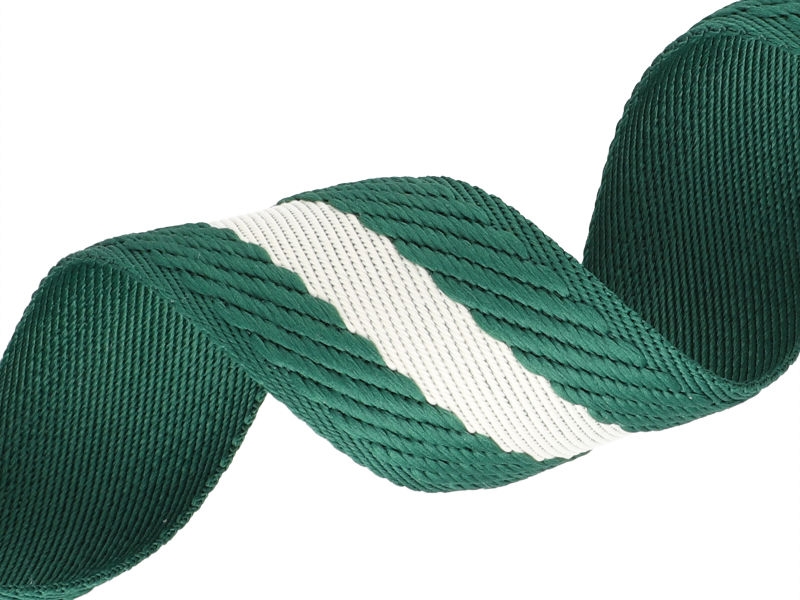 Polycotton webbing 38 mm/2,0 white and green 50 yd